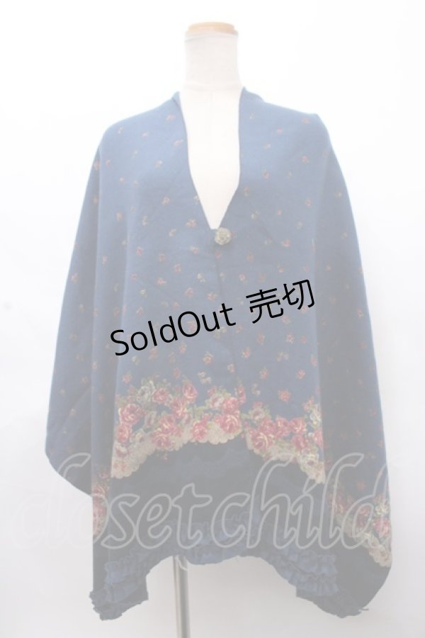 画像1: axes femme / パネル柄大判マフラー  紺 Y-24-12-15-092-AX-ZA-SZ-ZT301 (1)