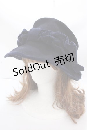 画像: Jane Marple / 別珍リボンのシルクハット  紺 Y-24-12-15-098-JM-AC-SZ-ZT-K009