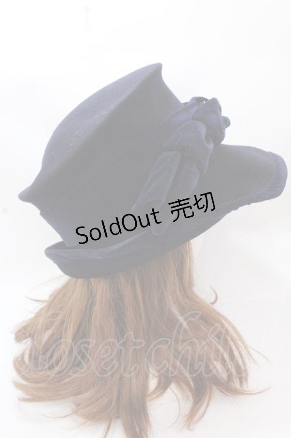 画像3: Jane Marple / 別珍リボンのシルクハット  紺 Y-24-12-15-098-JM-AC-SZ-ZT-K009 (3)