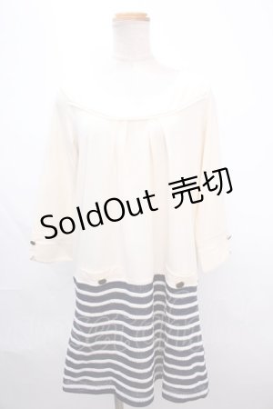 画像: axes femme / ムジ×ボーダードッキングワンピース M 生成り Y-24-12-18-048-AX-OP-SZ-ZI