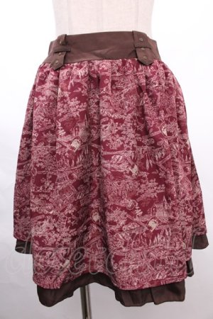 画像: axes femme / トラベル柄スカート M ワイン Y-24-12-18-119-AX-SK-SZ-OS