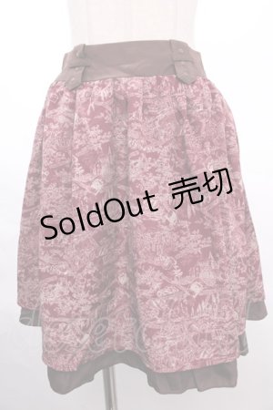 画像: 【SALE】axes femme / トラベル柄スカート M ワイン Y-24-12-18-119-AX-SK-SZ-ZT495