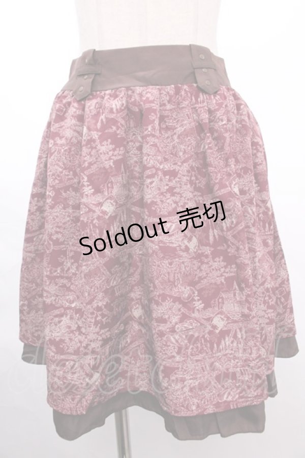 画像1: 【SALE】axes femme / トラベル柄スカート M ワイン Y-24-12-18-119-AX-SK-SZ-ZT495 (1)