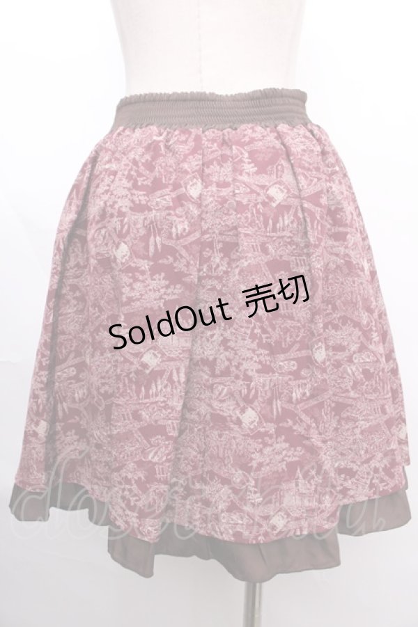 画像2: 【SALE】axes femme / トラベル柄スカート M ワイン Y-24-12-18-119-AX-SK-SZ-ZT495 (2)