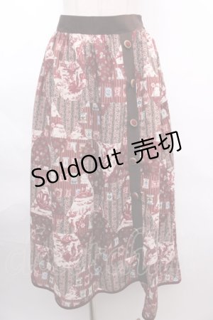 画像: axes femme / SAJOUパッチワーク柄スカート F ワイン Y-24-12-18-120-AX-SK-SZ-ZS