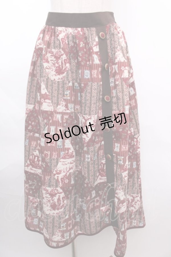 画像1: axes femme / SAJOUパッチワーク柄スカート F ワイン Y-24-12-18-120-AX-SK-SZ-ZS (1)
