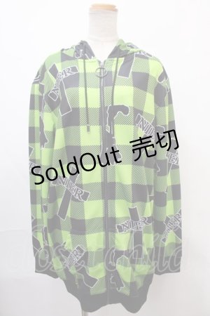 画像: 【SALE】NieR CLOTHING / クロスpt CHECKERED パーカー F イエローグリーン Y-24-12-21-075-PU-TO-SZ-ZT307