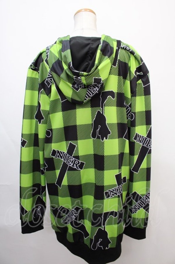 画像2: NieR Clothing / クロスpt CHECKERED パーカー F イエローグリーン Y-24-12-21-075-PU-TO-SZ-ZT307 (2)