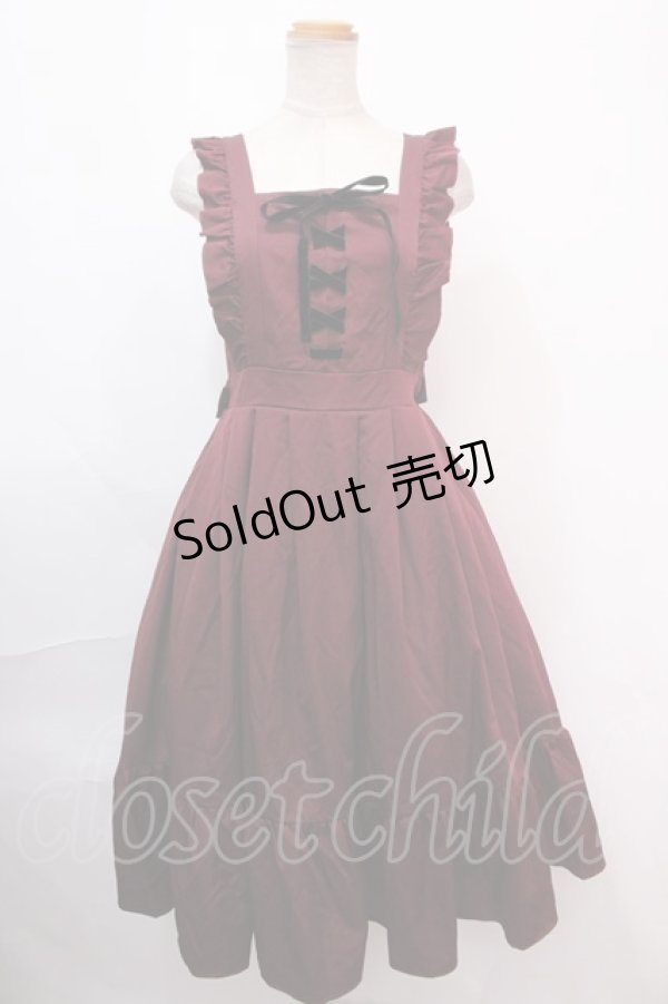 画像1: axes femme kawaii / レースアップジャンスカ M ワイン Y-24-12-21-118-AX-OP-SZ-ZH (1)