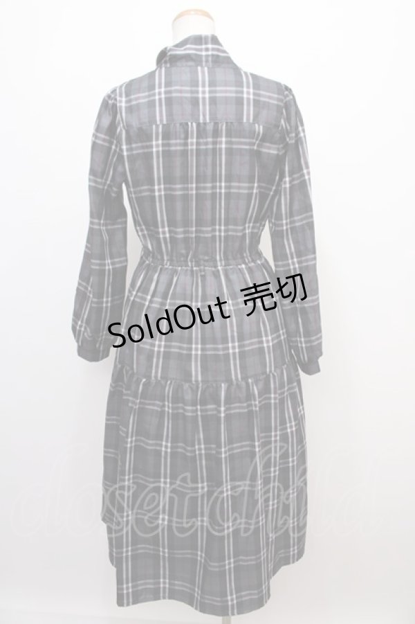 画像2: 【SALE】axes femme / バラ刺繍ボウタイチェックワンピース M 黒 Y-24-12-21-148-AX-OP-SZ-ZT124 (2)