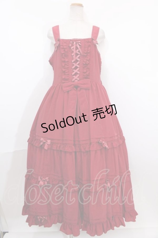 画像1: metamorphose / 【プラスサイズ】レースアップロングティアードジャンパースカート  アカ Y-24-12-23-050-ME-OP-SZ-ZS (1)