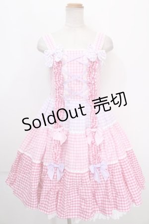 画像: Angelic Pretty / ギンガム配色肩リボンジャンパースカート  ラベンダー Y-24-12-23-056-AP-OP-SZ-ZY