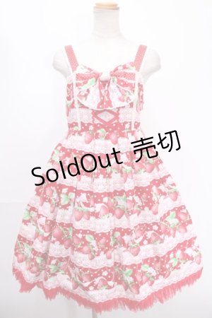 画像: Angelic Pretty / いちごミルフィーユジャンパースカート  赤 Y-24-12-25-044-AP-OP-SZ-ZY