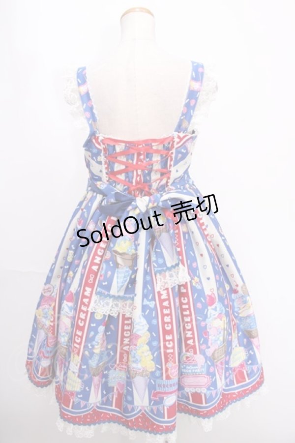 画像2: Angelic Pretty / Ice Cream Parlorジャンパースカート  青 Y-24-12-25-046-AP-OP-SZ-ZY (2)