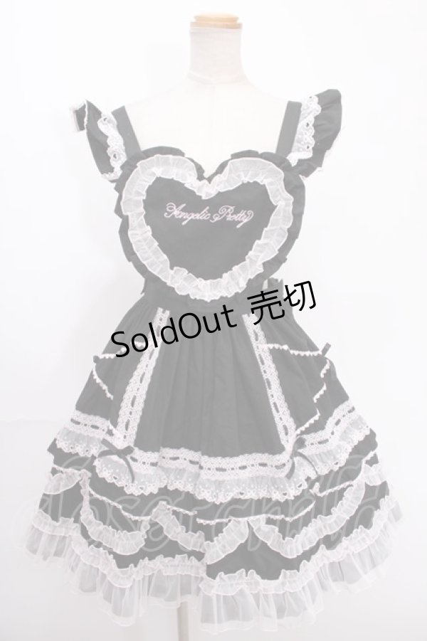画像1: Angelic Pretty / Heart胸あて付スカート(無地)  黒×ピンク Y-24-12-25-051-AP-SK-SZ-ZY (1)