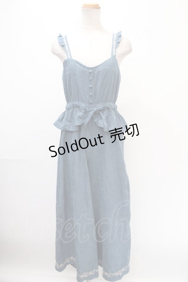 画像1: axes femme POETIQUE / 刺繍サロペット M Bグリーン Y-24-12-28-063-AX-OP-SZ-ZS (1)