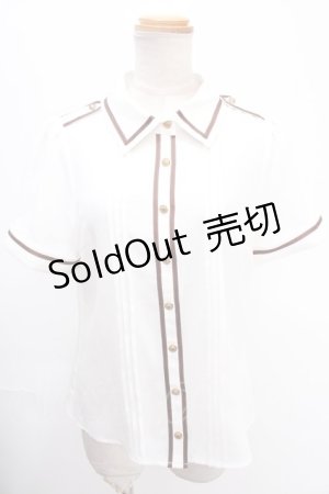 画像: Amavel / ロゴリボンネクタイシャツブラウス  茶 Y-24-12-28-007-CA-BL-SZ-ZS