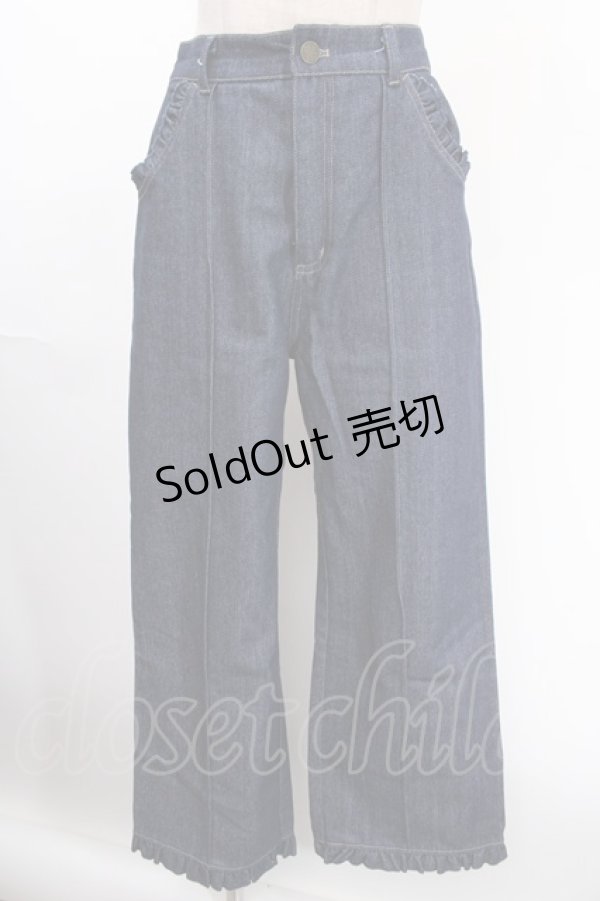 画像1: axes femme POETIQUE / フリルディテールパンツ M インディゴ Y-24-12-28-117-AX-PA-SZ-ZT220 (1)