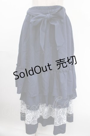 画像: axes femme / レース使いティアードスカート F 紺 Y-24-12-28-128-AX-SK-SZ-OS