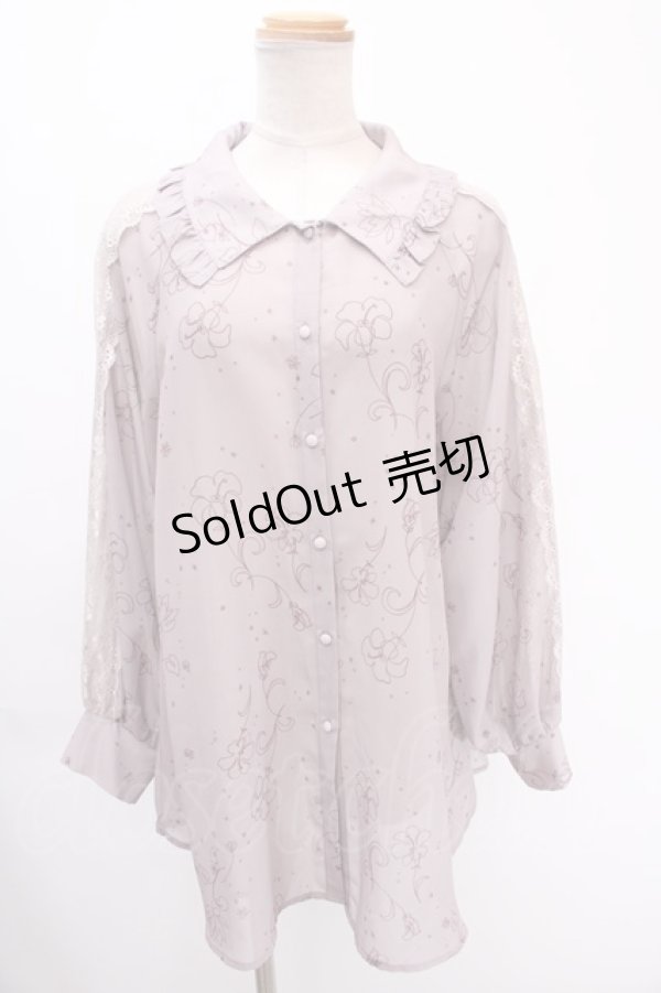 画像1: axes femme POETIQUE / リリー柄オーバーシアーシャツ M ピンク Y-24-12-28-020-AX-TO-SZ-OS (1)