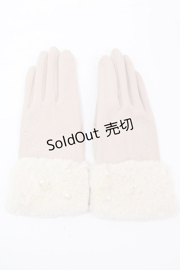 画像1: 【SALE】axes femme / 雪柄刺繍手袋  ベージュ Y-24-12-29-012-AX-ZA-SZ-ZT273 (1)