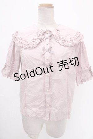 画像: axes femme kawaii / 半袖丸襟コットンブラウス M ピンク Y-25-01-01-074-AX-BL-SZ-ZY