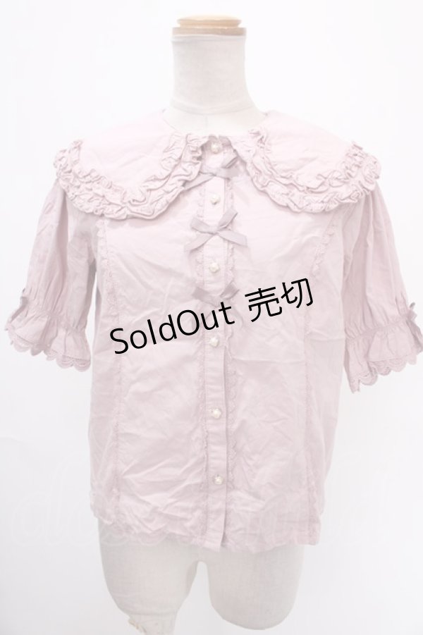 画像1: axes femme kawaii / 半袖丸襟コットンブラウス M ピンク Y-25-01-01-074-AX-BL-SZ-ZY (1)