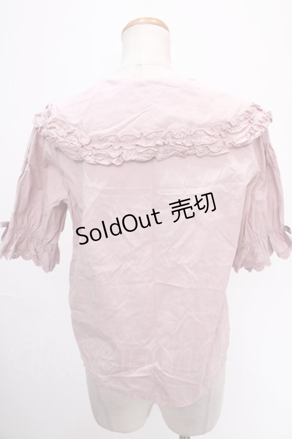 画像2: axes femme kawaii / 半袖丸襟コットンブラウス M ピンク Y-25-01-01-074-AX-BL-SZ-ZY (2)