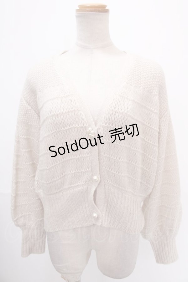画像1: axes femme / ボリューム袖ニットカーデ  キナリ Y-25-01-01-099-AX-TO-SZ-ZT378 (1)