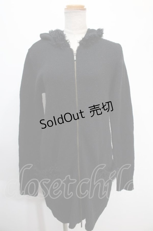 画像1: BPN / ニットロングパーカー  黒 Y-25-01-10-083-GO-TO-SZ-ZT097 (1)