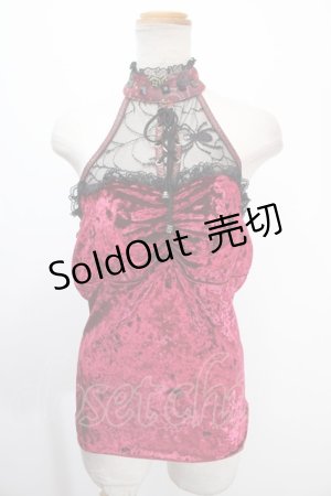 画像: Qutie Frash / ベロアホルターキャミソール  ワイン Y-25-01-10-087-QU-TO-SZ-ZY
