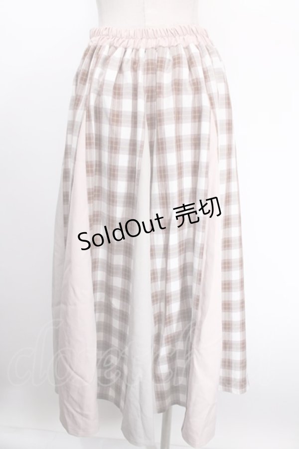 画像2: axes femme / サイドバックル柄切替スカート F 茶 Y-25-01-13-100-AX-SK-SZ-OS (2)