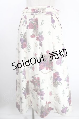 画像: axes femme / バスケットブーケ柄スカート M 生成り Y-25-01-13-101-AX-SK-SZ-OS