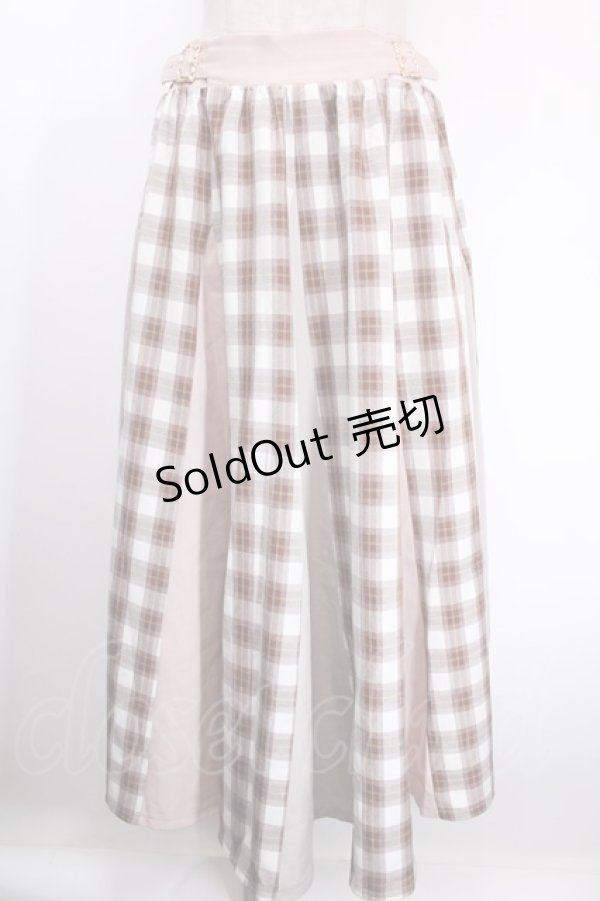 画像1: axes femme / サイドバックル柄切替スカート F 茶 Y-25-01-13-118-AX-SK-SZ-OS (1)