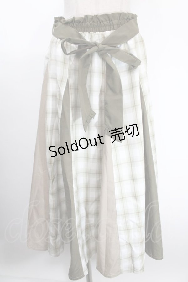 画像1: axes femme / 切替ロングフレアスカート F グリーン Y-25-01-13-119-AX-SK-SZ-ZI (1)