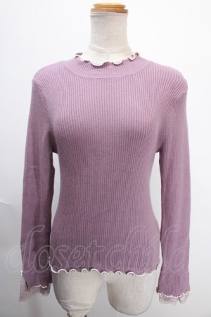 画像: axes femme / 袖レースメローニットプルオーバー F ラベンダー Y-25-01-13-020-AX-TO-SZ-ZT347
