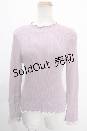 画像: axes femme / 袖レースメローニットプルオーバー F ラベンダー Y-25-01-13-020-AX-TO-SZ-ZT347