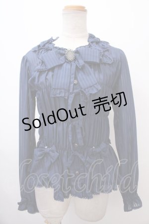 画像: metamorphose / スクエアあきリボンブラウス  ネイビー Y-25-01-14-019-ME-BL-SZ-ZY