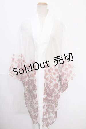 画像: axes femme kawaii / 彼岸花柄シアー着物風羽織 M 白 Y-25-01-14-031-AX-TO-SZ-OS