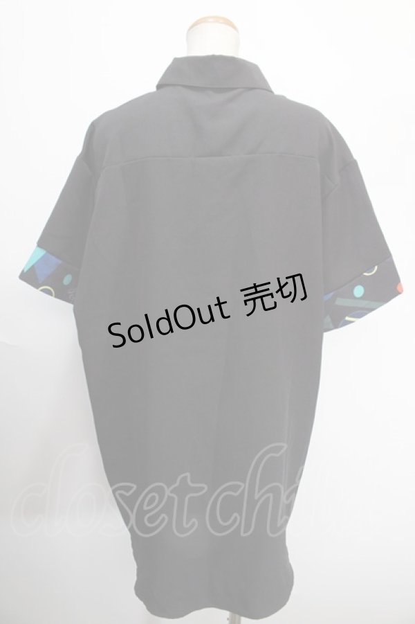 画像2: NieR Clothing / ブロッキングプルオーバーシャツ  黒 Y-25-01-16-055-PU-BL-SZ-ZY (2)
