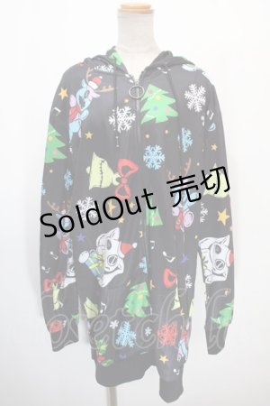 画像: NieR Clothing / CHRISTMAS DESIGN HOODIE  黒 Y-25-01-16-060-PU-TO-SZ-ZT253