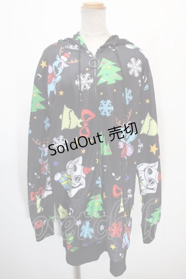 画像1: NieR Clothing / CHRISTMAS DESIGN HOODIE  黒 Y-25-01-16-060-PU-TO-SZ-ZT253 (1)