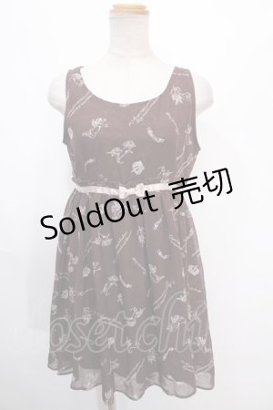 画像: Ank Rouge / 総柄ワンピース  茶 Y-25-01-16-072-CA-OP-SZ-ZY
