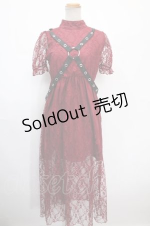 画像: Jamieエーエヌケー / ハーネス付きレースワンピース  ワイン Y-25-01-16-090-LO-OP-SZ-ZS