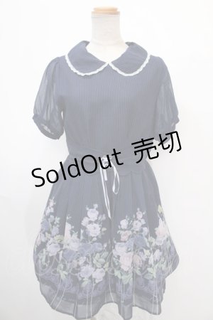 画像: axes femme POETIQUE / 花柄ストライプワンピース  紺 Y-25-01-16-096-AX-OP-SZ-OS