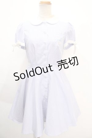 画像: Secret Honey / バラ刺繍シャツワンピース 2 ブルー Y-25-01-16-110-CA-OP-SZ-ZY