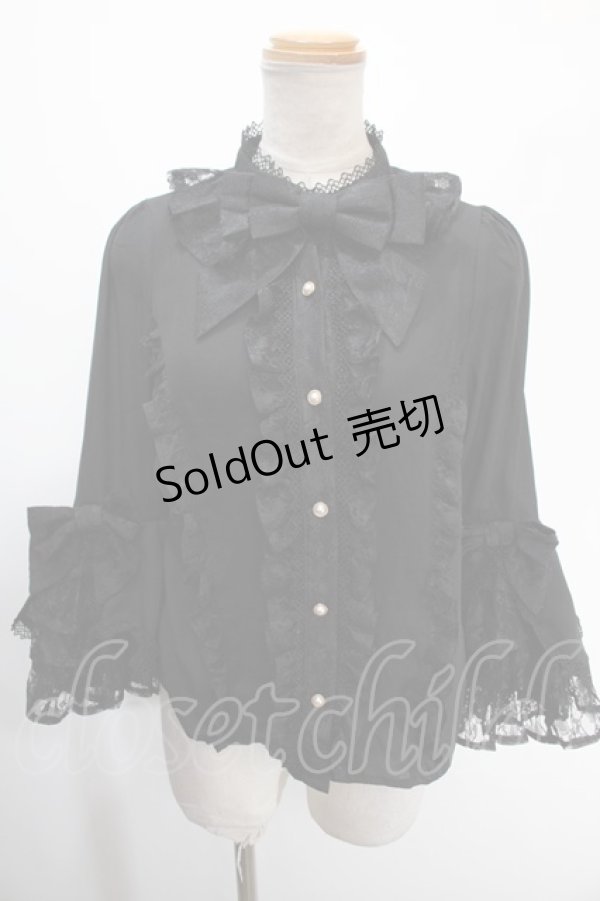 画像1: axes femme Kawaii / 姫袖7分丈ブラウス  黒 Y-25-01-16-027-AX-BL-SZ-OS (1)