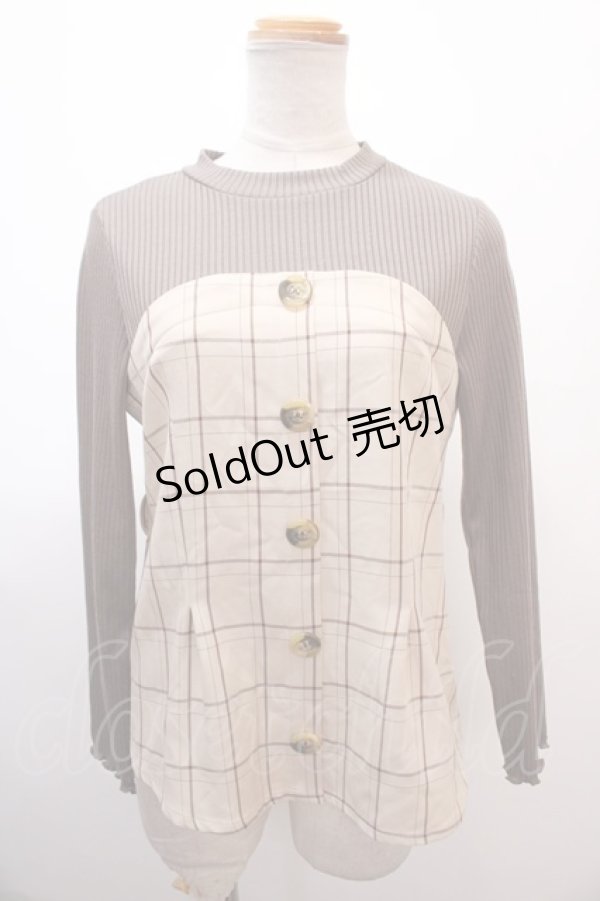 画像1: 【SALE】axes femme / ビスチェ風切替トップス M ベージュ Y-25-01-22-069-AX-TO-SZ-ZT347 (1)