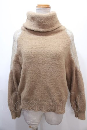 画像: axes femme / レース切替ニットプルオーバー M キャメル Y-25-01-22-077-AX-TO-SZ-ZT366