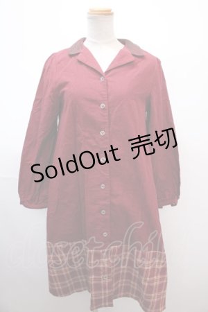 画像: axes femme / チェックシャツワンピース  赤 Y-25-01-22-136-AX-OP-SZ-ZT137